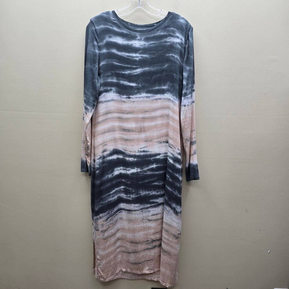 Anthropologie Dolan Trina Tie-Dye Midi Dress Boho Gray Pink Size Small Soft